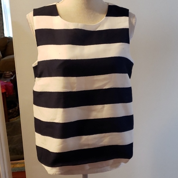 Jieru Sleeveless Top Navy/white Stripe lined NWT - Picture 1 of 8